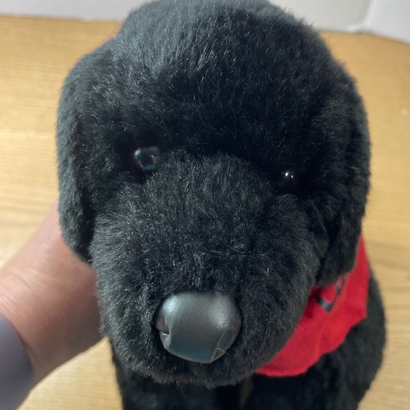 Cabela's x Douglas Black Lab Plush Puppy Dog w/Red Logo Bandana Realistic Toy - Picture 5 of 11
